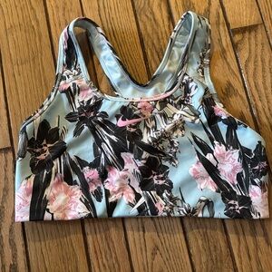 Nike Sports Bra Dri-Fit Size Large Blue and Pink Floral